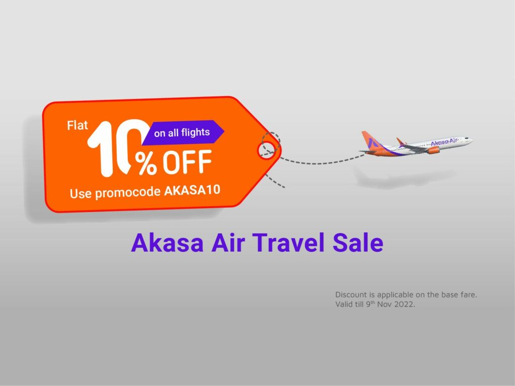 Akasa Air Travel Sale - 10% OFF Promotion